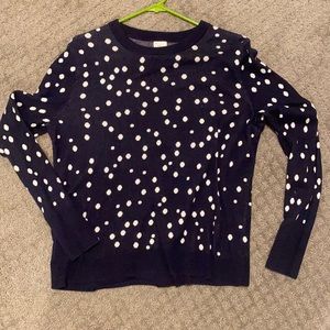 Blue and white polka dot sweater